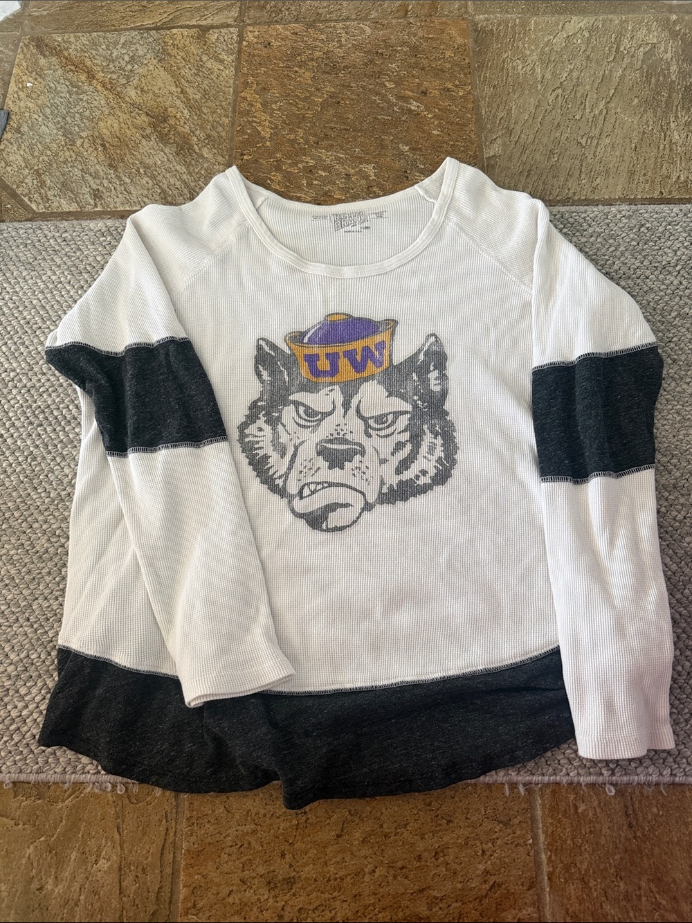 Etro White Long-Sleeve Thermal Top with Black Accents
